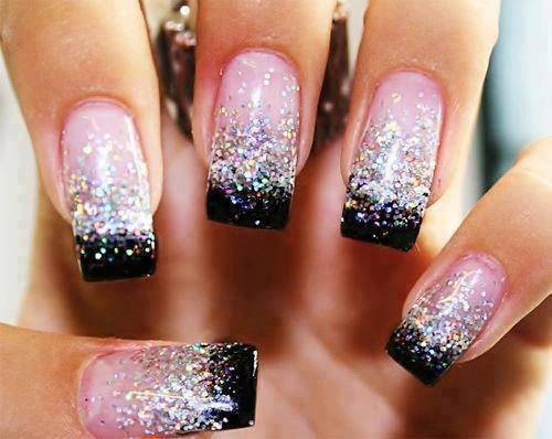 Black and Glitter Nails