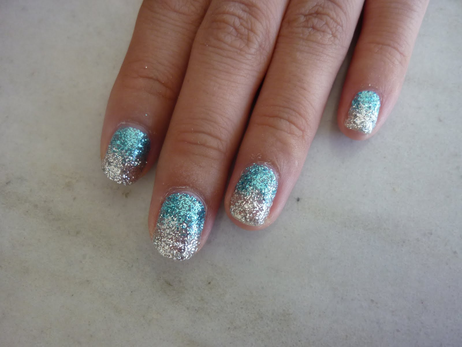 Blue and Silver Glitter Nail Designs