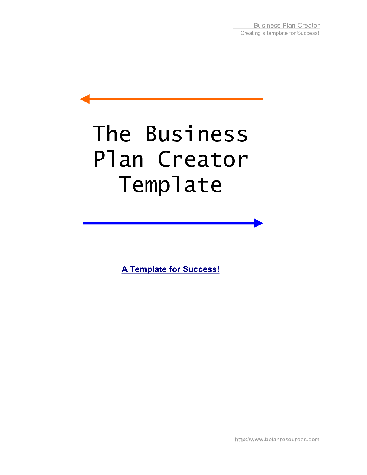 Business Plan Cover Page Template