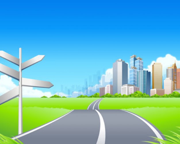 Cartoon City Background Vector