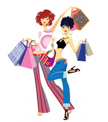 Cartoon Shopping Girl Vector