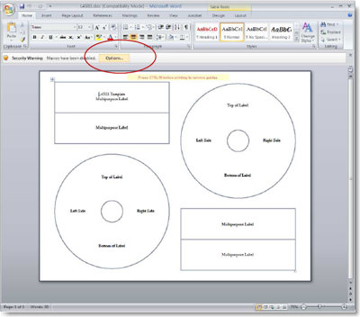 CD Label Template Microsoft Word