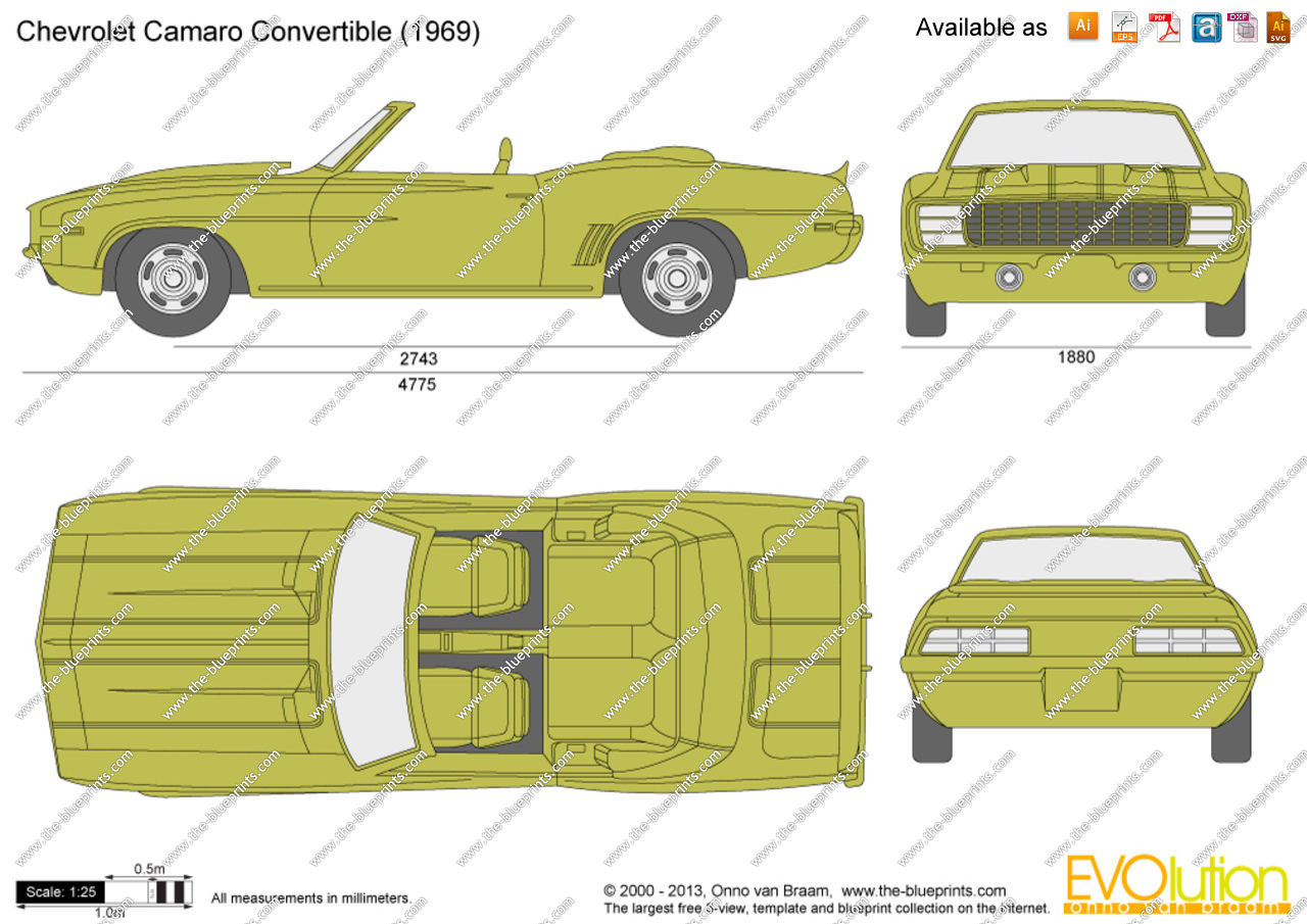 1969 camaro drawing proportions