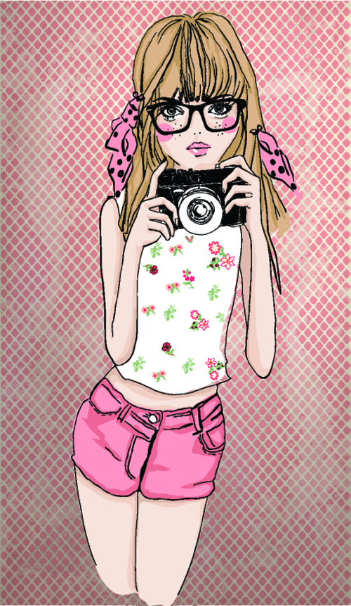 Girl with Camera Vector