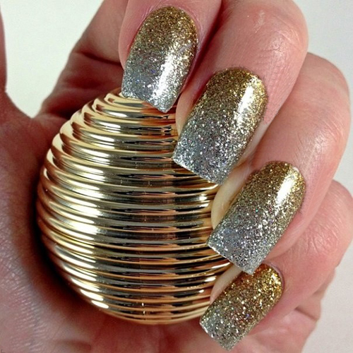 Gold and Silver Glitter Nail Designs