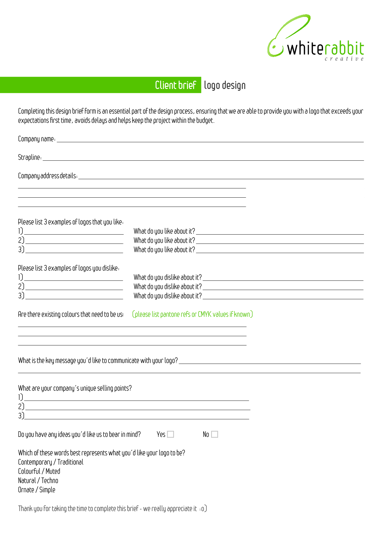 Graphic Design Brief Template Graphic Design Brief Template