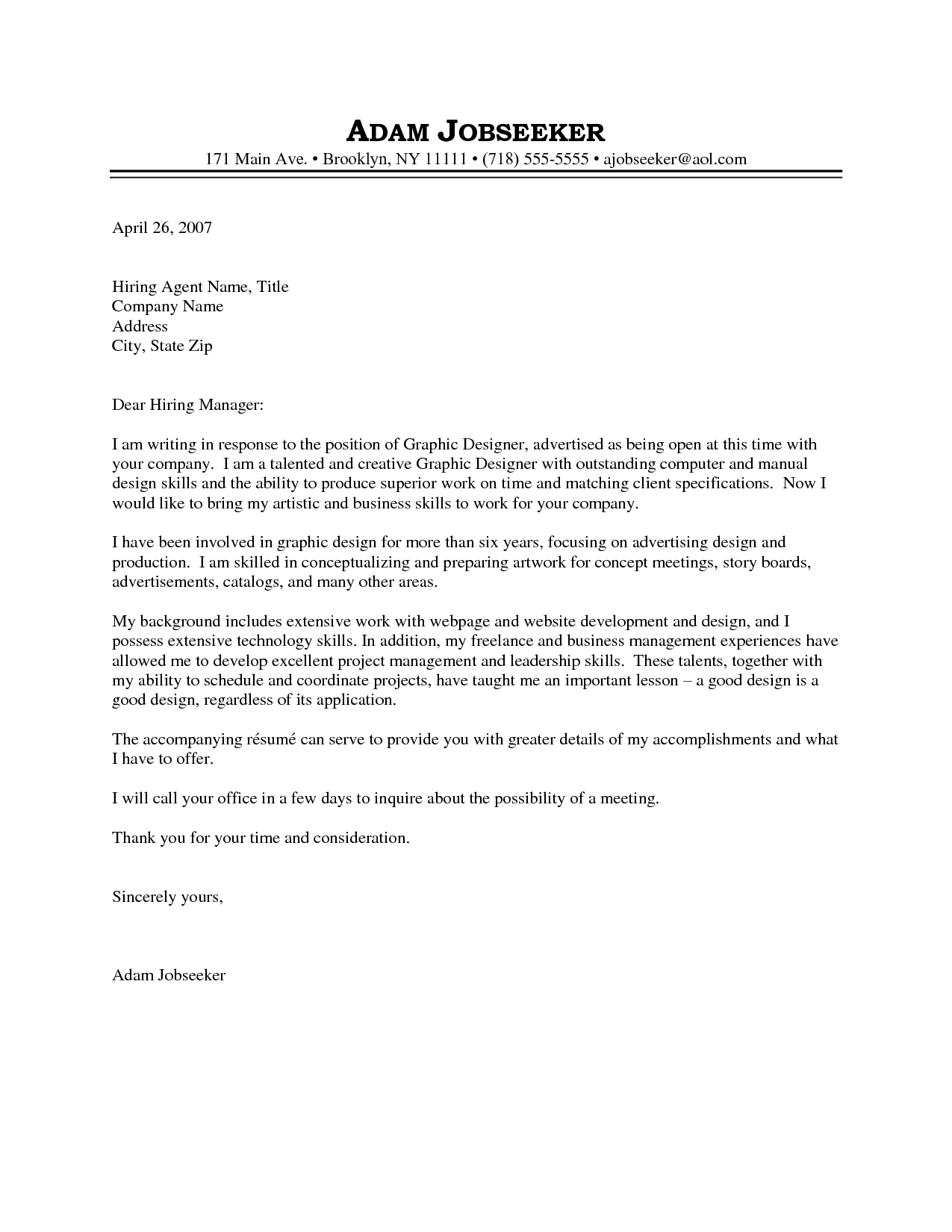 Graphic Design Cover Letter Examples Graphic Design Cover Letter Examples