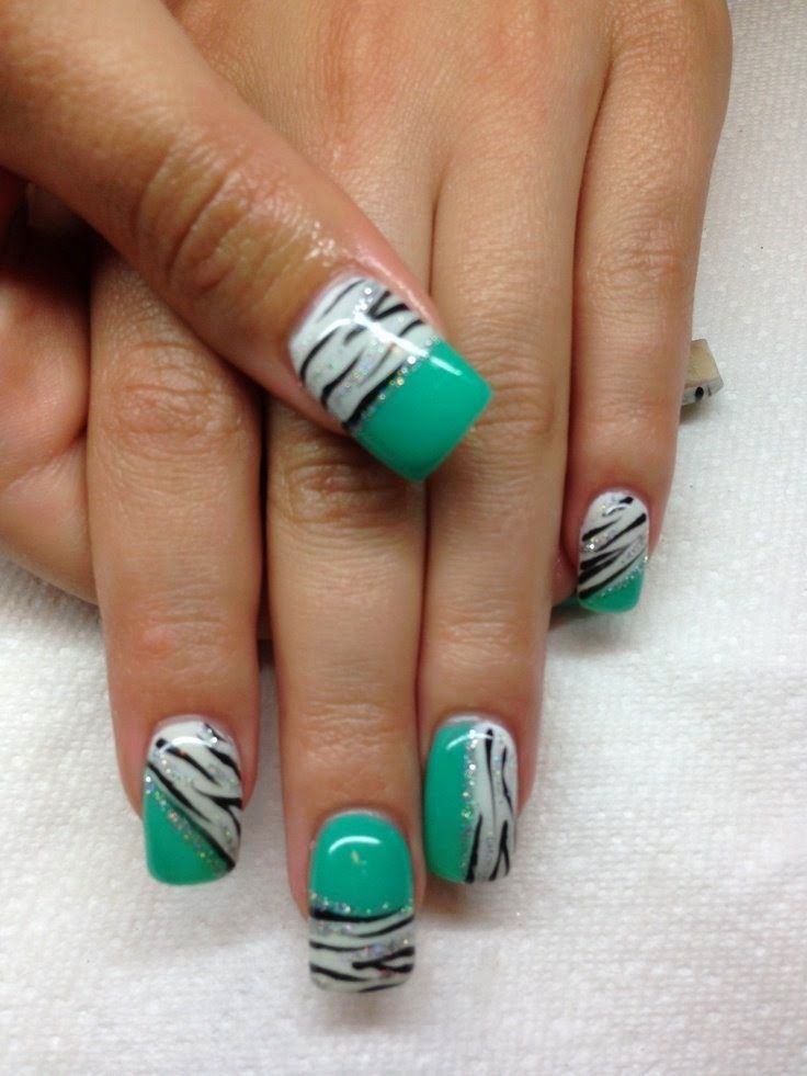 Green Gel Zebra Nail Designs