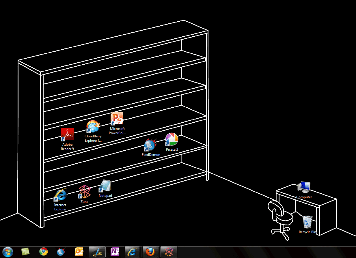 Icon Organized Bookshelf Desktop Background