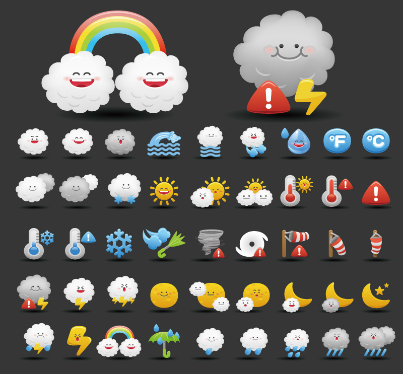 Icon Weather Vector Cartoon