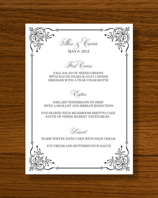 Menu Card Templates Free Download