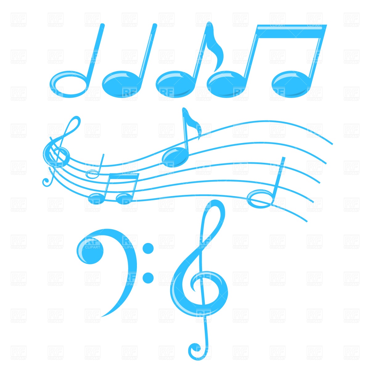 Music Notes and Treble Clef Clip Art