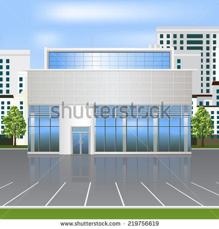 Office Building with Reflection Clip Art Office Building with Reflection Clip Art