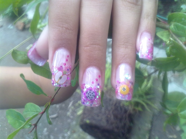 Pink Green and Yellow Nail Designs