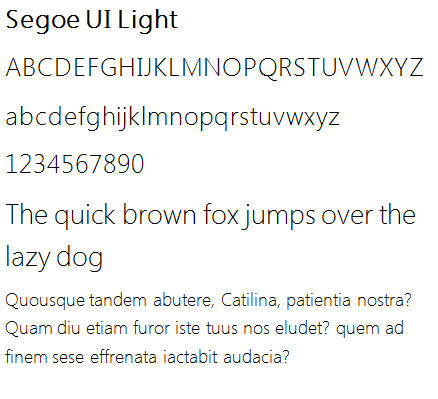 Segoe UI Light Font