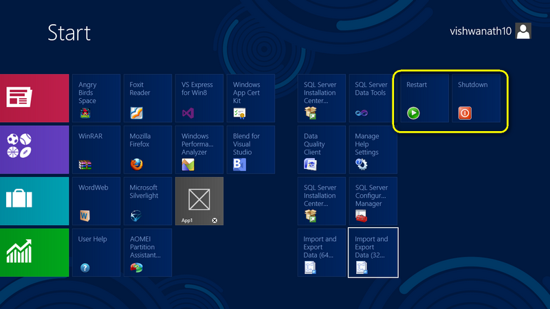 Shortcut for Shut Down On Windows 8