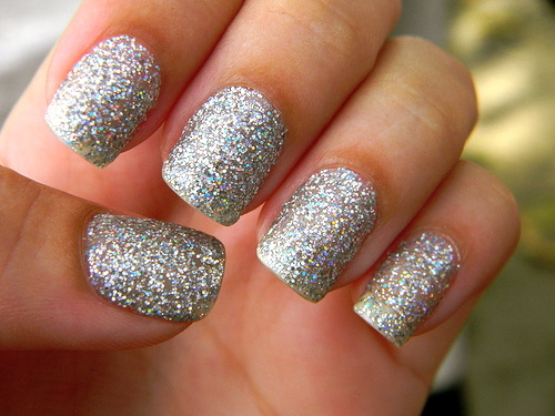 Silver Glitter Acrylic Nail Designs