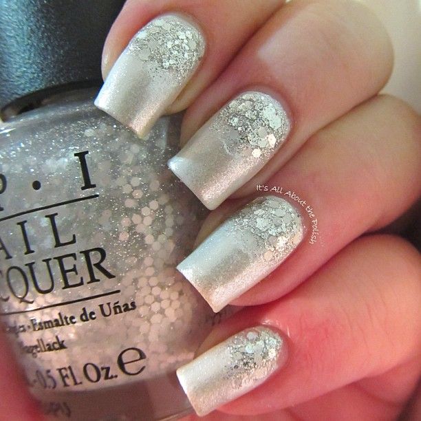 Silver Glitter Nail Design