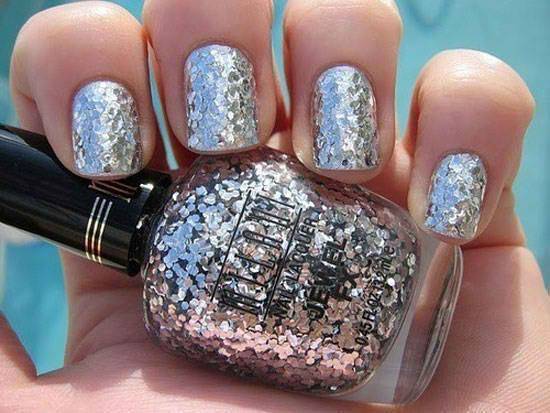 Silver Glitter Nails