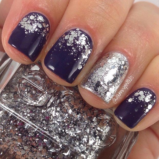 Silver Nail Designs with Glitter