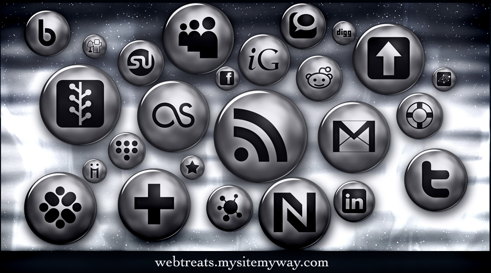 Ultra Glossy Silver Button Social Media/Social Bookmarking/Social Networking Icons
