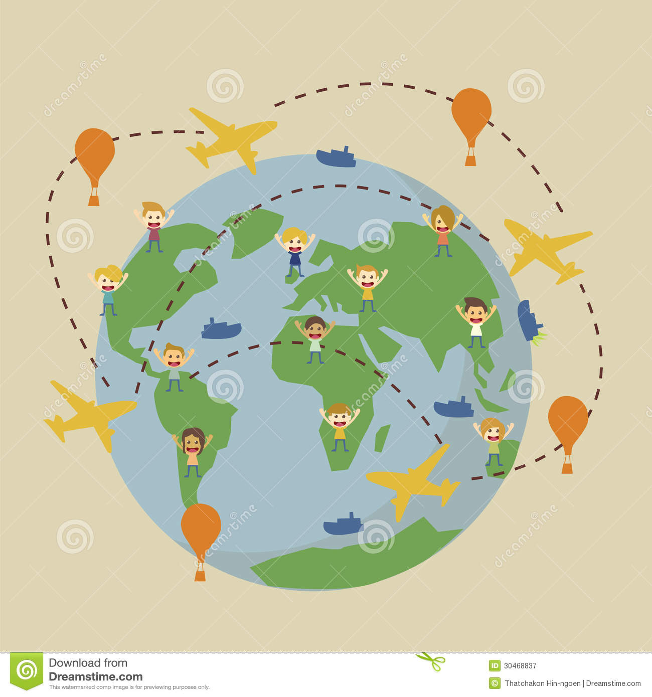 World Travels Map with Airplanes