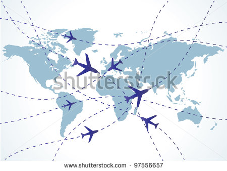 World Travels Map with Airplanes