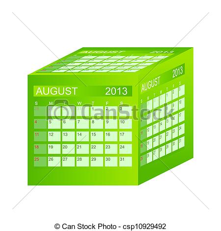 2013 August Calendar Clip Art