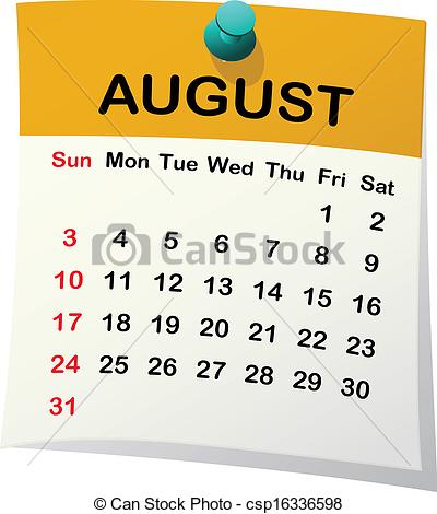 2014 August Calendar Clip Art
