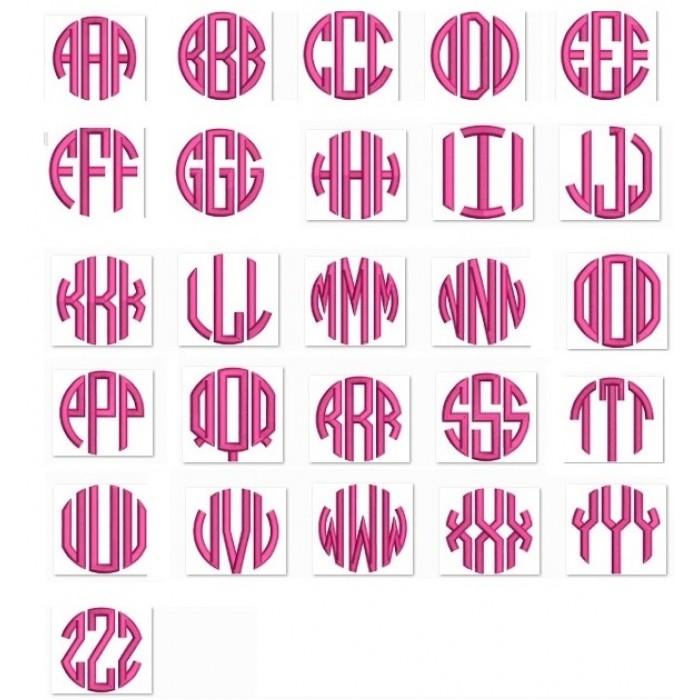 3 Letter Monogram Embroidery Fonts