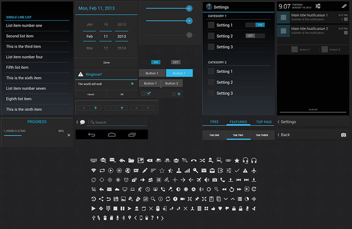 14 Android 4 UI PSD Images
