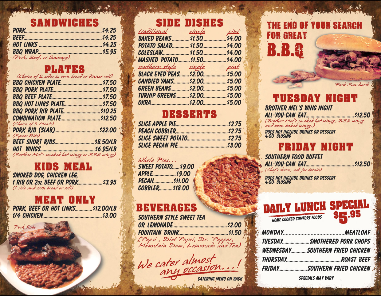 BBQ Restaurant Menu Templates BBQ Restaurant Menu Templates