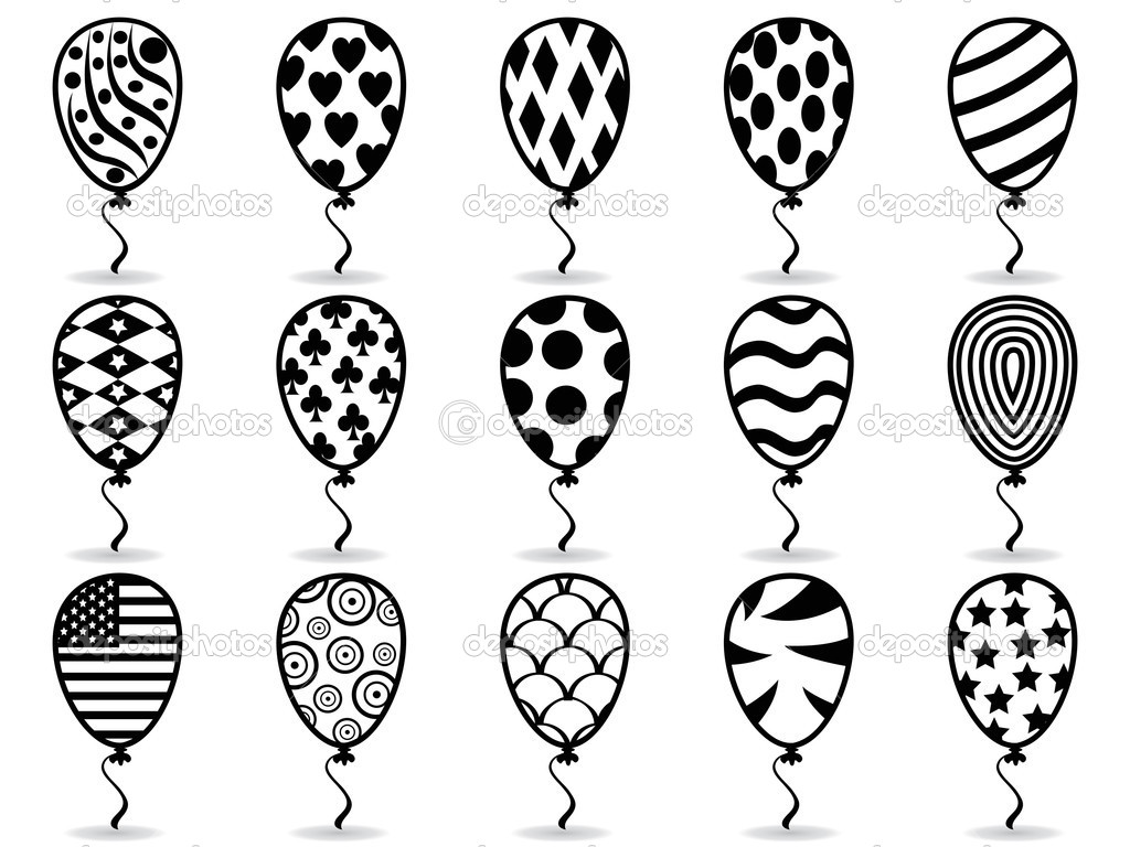 Black and White Birthday Balloons