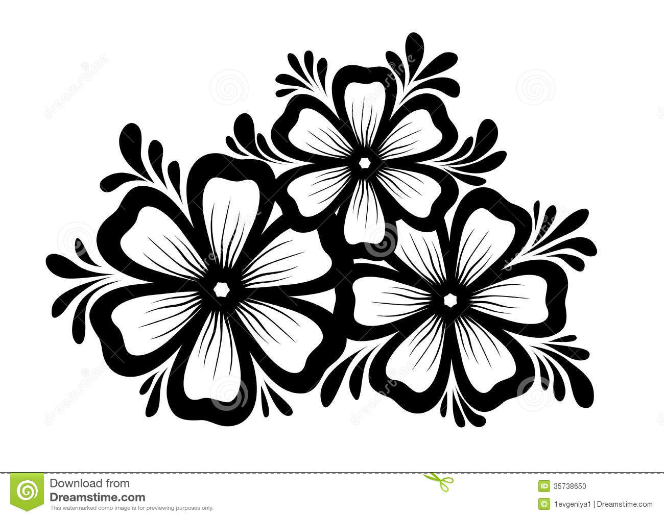 Black and White Flower Floral Design