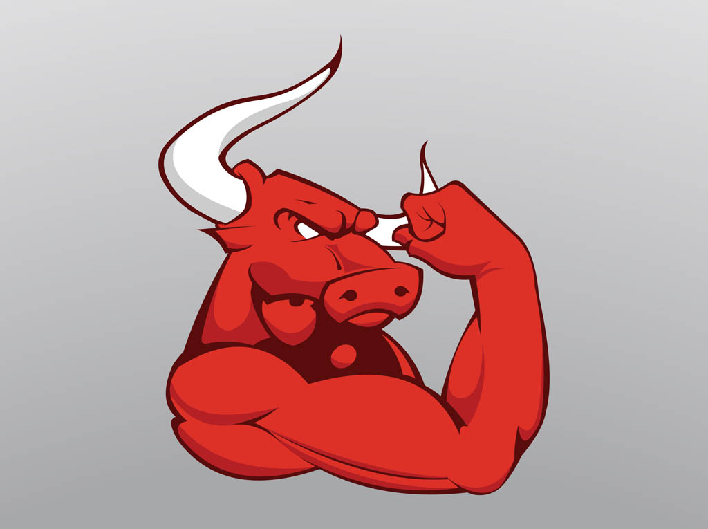 Cartoon Bull with Muscles