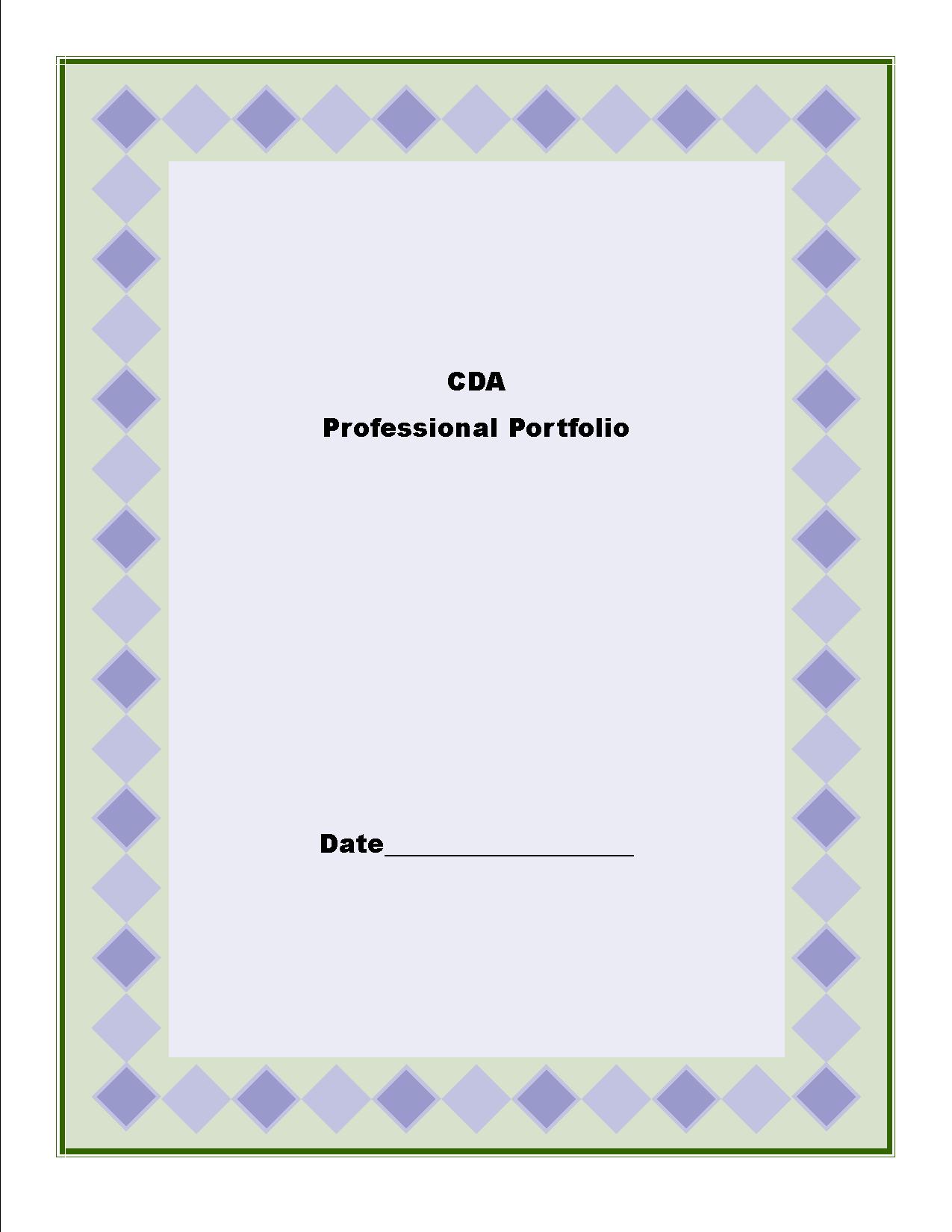 CDA Professional Portfolio Cover Sheet
