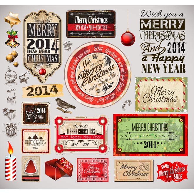 Christmas Vectors Free Vintage Label