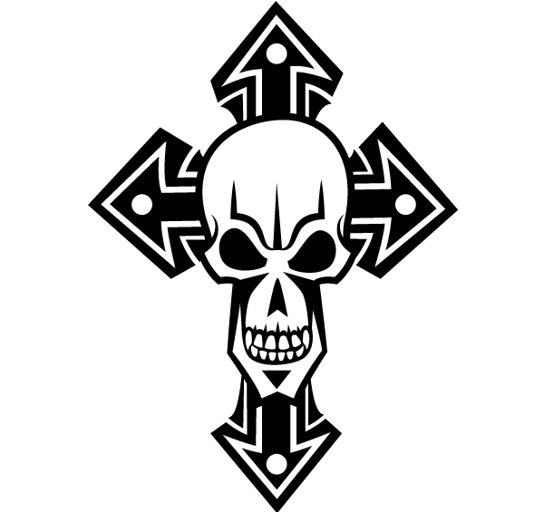 Cross Drawings Black and White Skulls