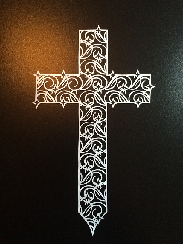 Cross with Swirls Template