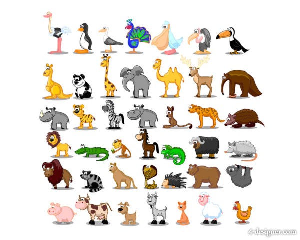 Cute Cartoon Animals Vector Cute Cartoon Animals Vector
