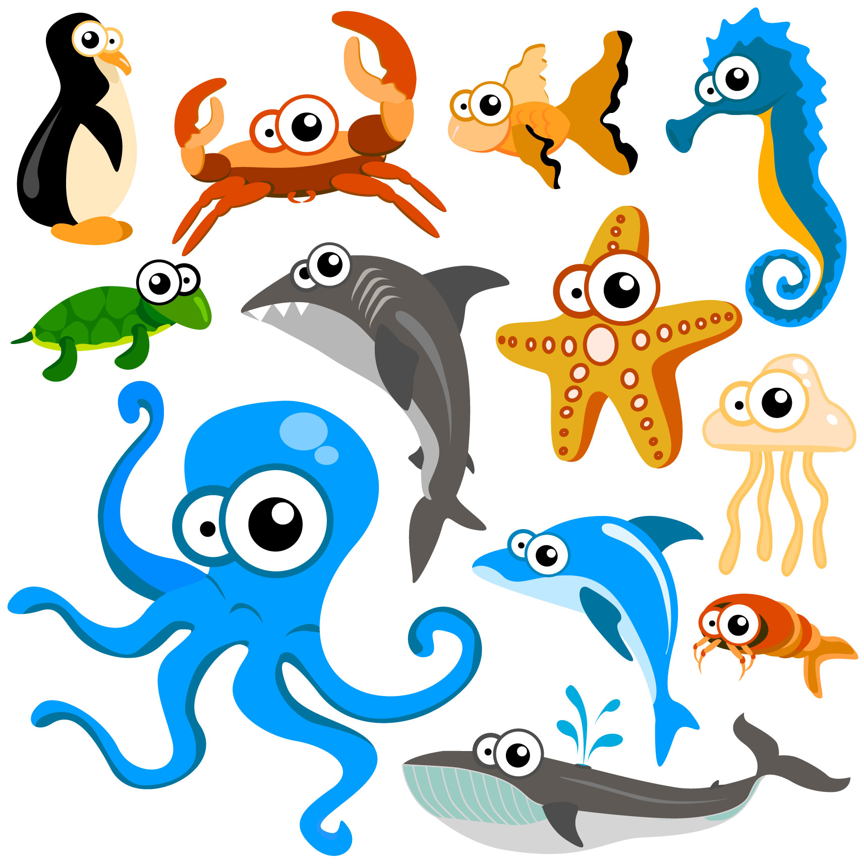 Cute Cartoon Sea Animals