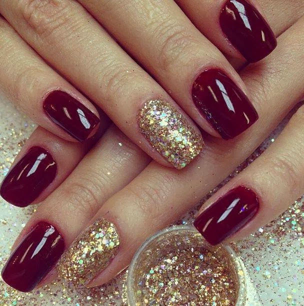 Dark Red Nail Polish Design