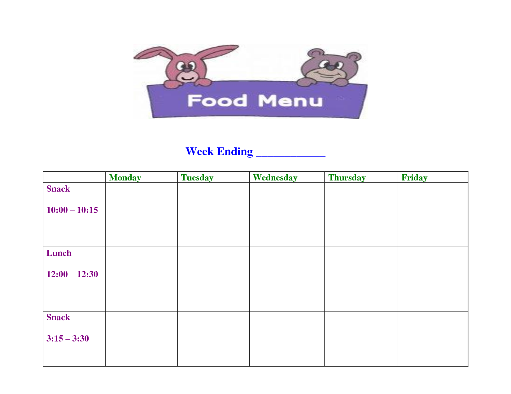 21 Food Menu Template Images - Restaurant Food Menu Templates Intended For Free School Lunch Menu Templates