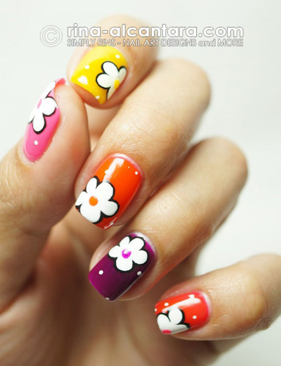 Easy Flower Nail Art Designs