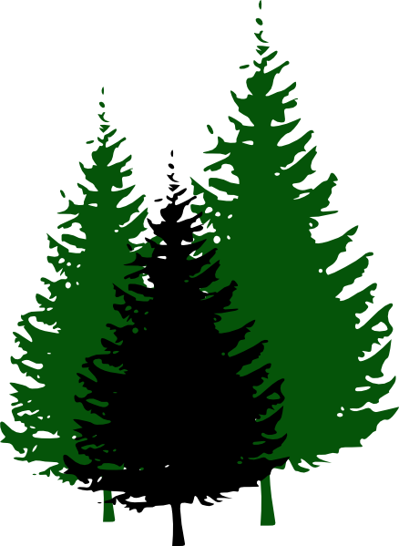 Evergreen Tree Silhouettes Clip Art