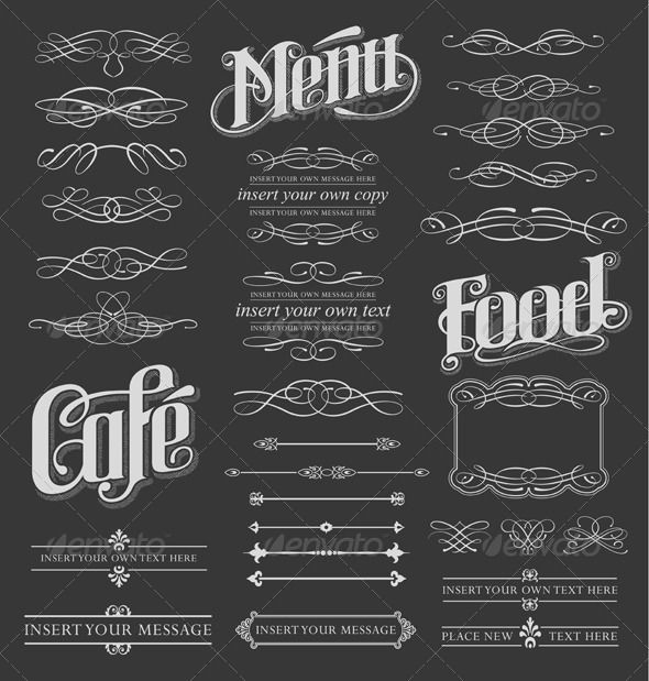 5 Chalkboard Calligraphy Vintage Design Elements Images