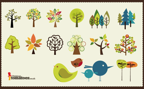 8 Free Tree Vector Pack Collection Images