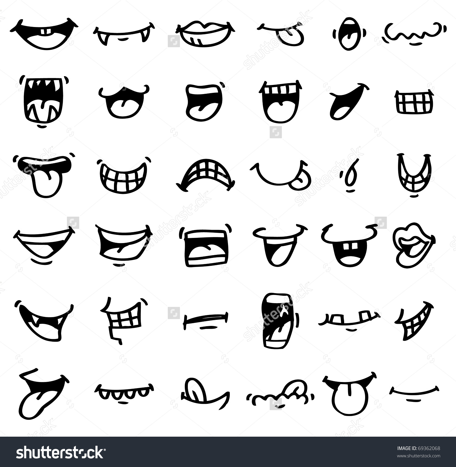 Hand Draw Cartoon Mouths