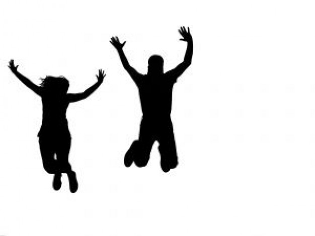 Happy Jumping People Silhouette