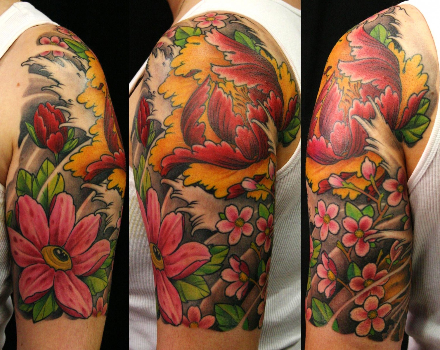 Japanese Flower Sleeve Tattoo Designs